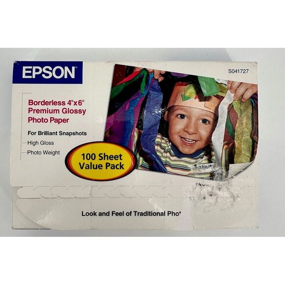 Epson Photo‎ Paper S041727 Premium 100 Sheets 4 X 6 Borderless Heavyweight New - Picture 1 of 2